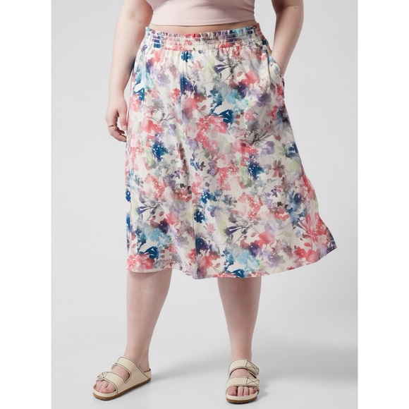 Athleta Savannah Skirt Pull On Elastic Waist Lumen Floral Cream 3X - Picture 1 of 6